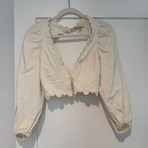 White Puff Sleeve Crop Top